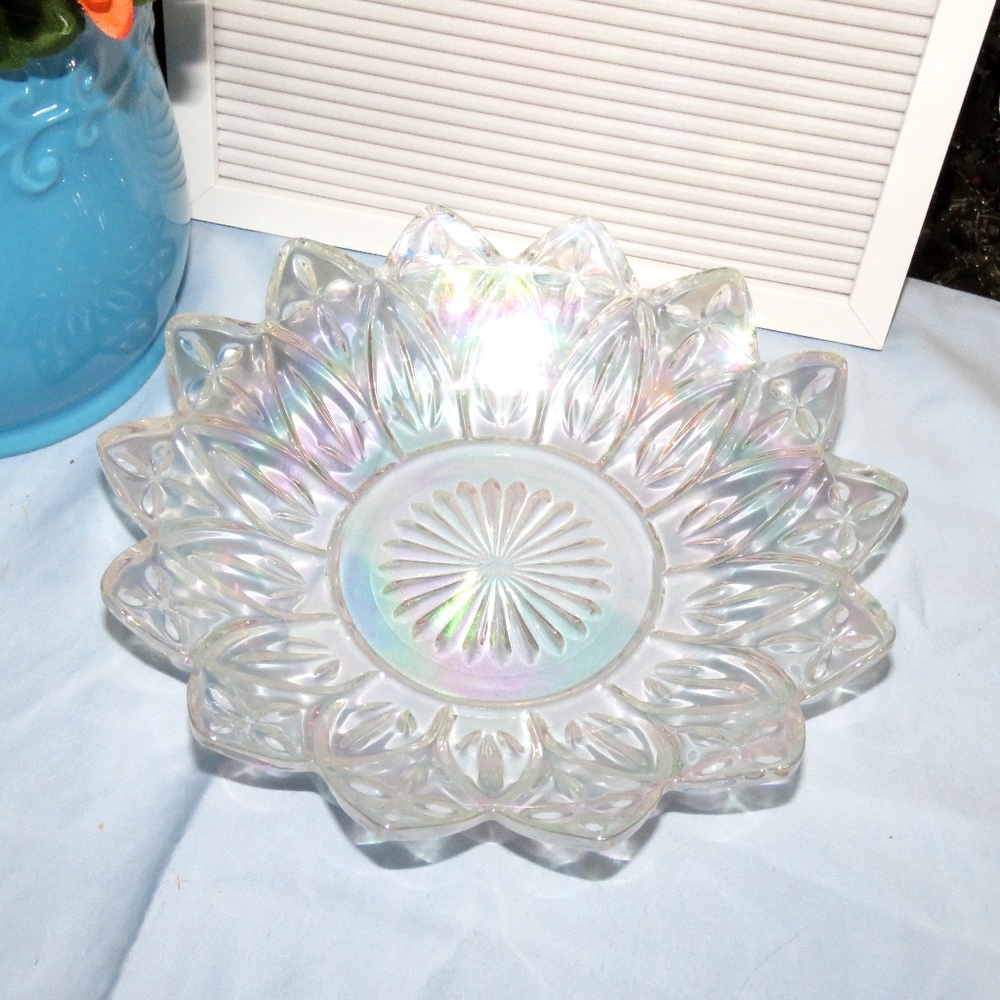 Vintage Round Glass Serving Dish